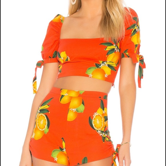 Privacy Please Pants - Privacy pls orange citrus summer crop top shorts set revolve loved by bloggers s
